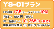 YS-01プラン HD1GB メールアドレス10個